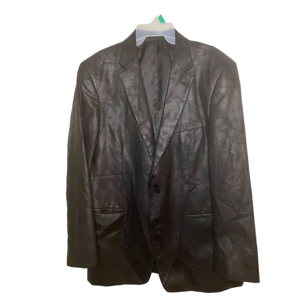 Fezza Men’s Sport Coat Black Size 44L Metallic Formal Party Wedding